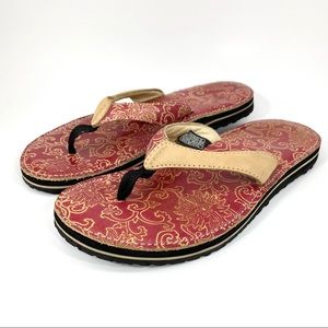 Teva Leather Floral Pattern Sandal Flip Flop Thong
